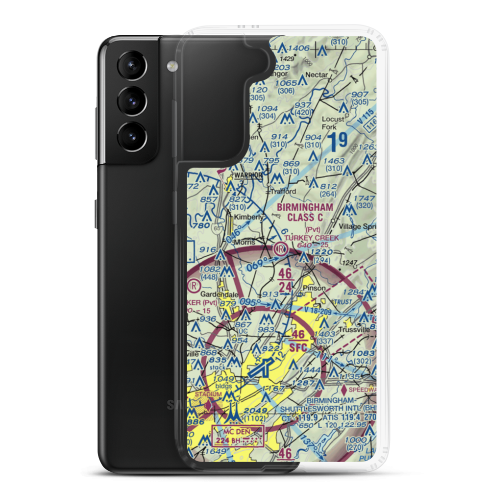 Turkey Creek Airport (AL16) VFR Sectional Samsung Case Samsung Galaxy S21 Plus model shown