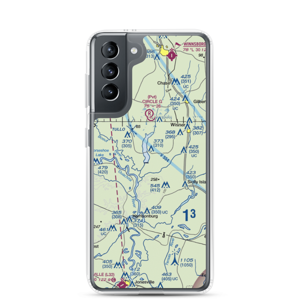 Turkey Creek Lake Airport (9LA1) VFR Sectional Samsung Case Samsung Galaxy S21 model shown