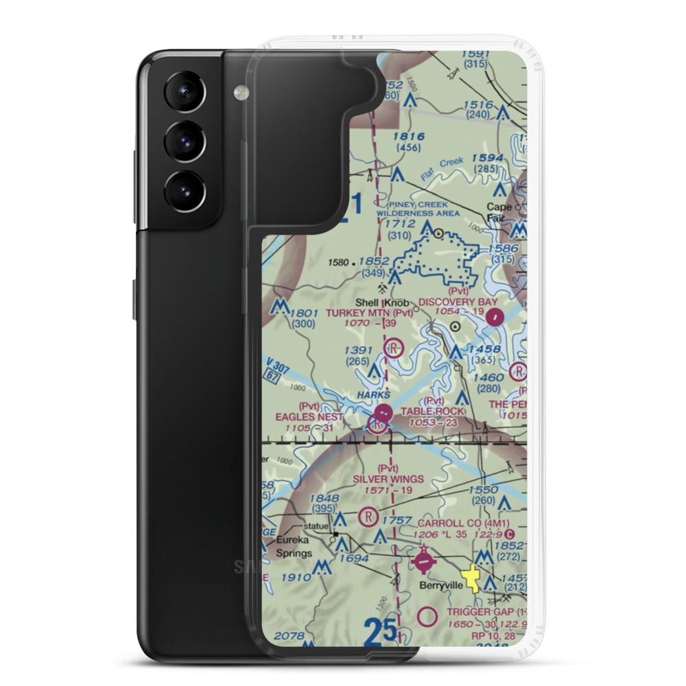 Turkey Mountain Airport (MO00) VFR Sectional Samsung Case Samsung Galaxy S21 Plus model shown