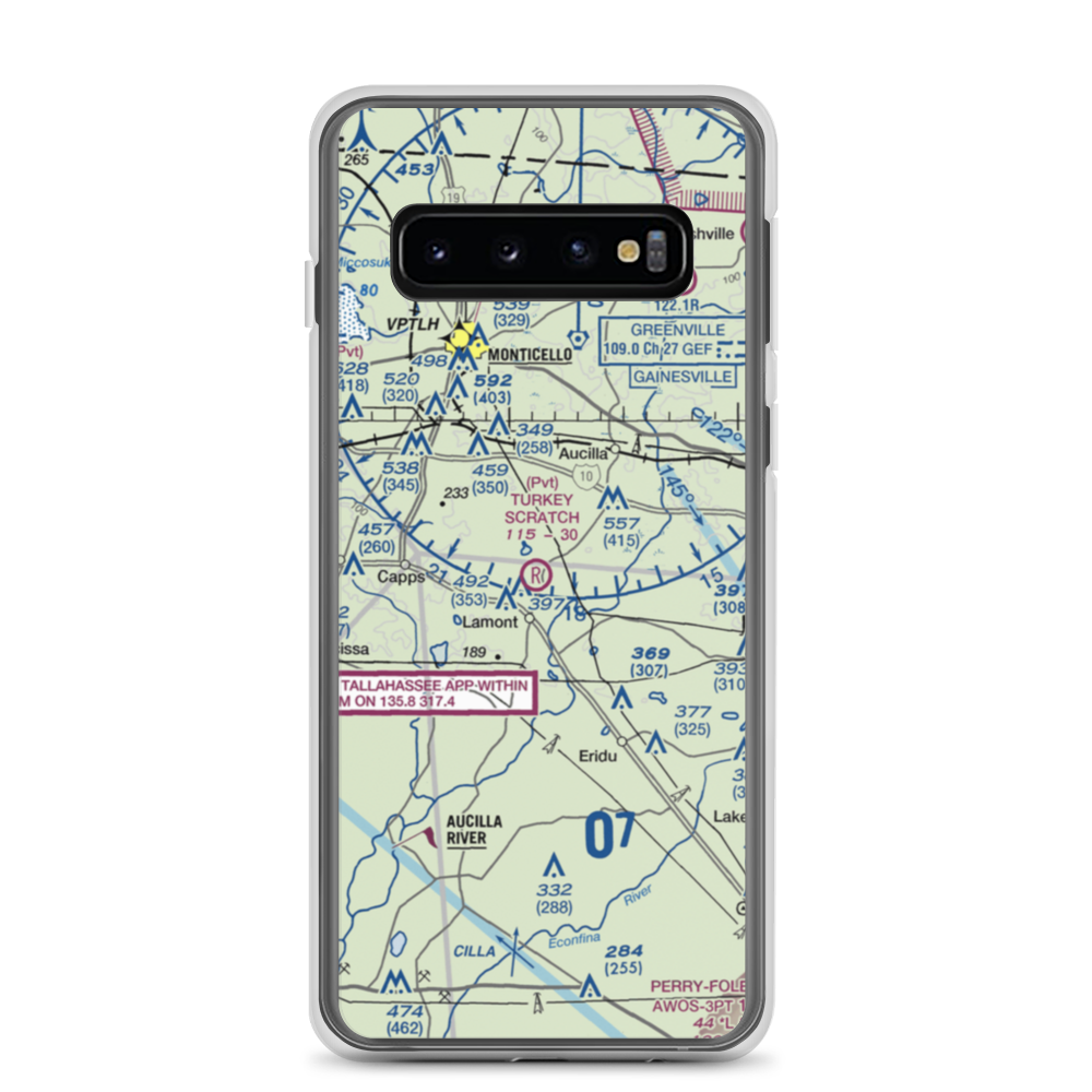 Turkey Scratch Plantation Airport (4FL0) VFR Sectional Samsung Case Samsung Galaxy S10 model shown