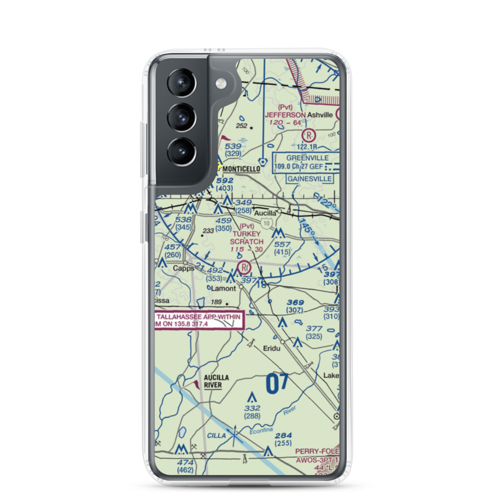 Turkey Scratch Plantation Airport (4FL0) VFR Sectional Samsung Case Samsung Galaxy S21 model shown