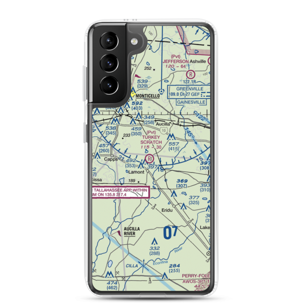 Turkey Scratch Plantation Airport (4FL0) VFR Sectional Samsung Case Samsung Galaxy S21 Plus model shown