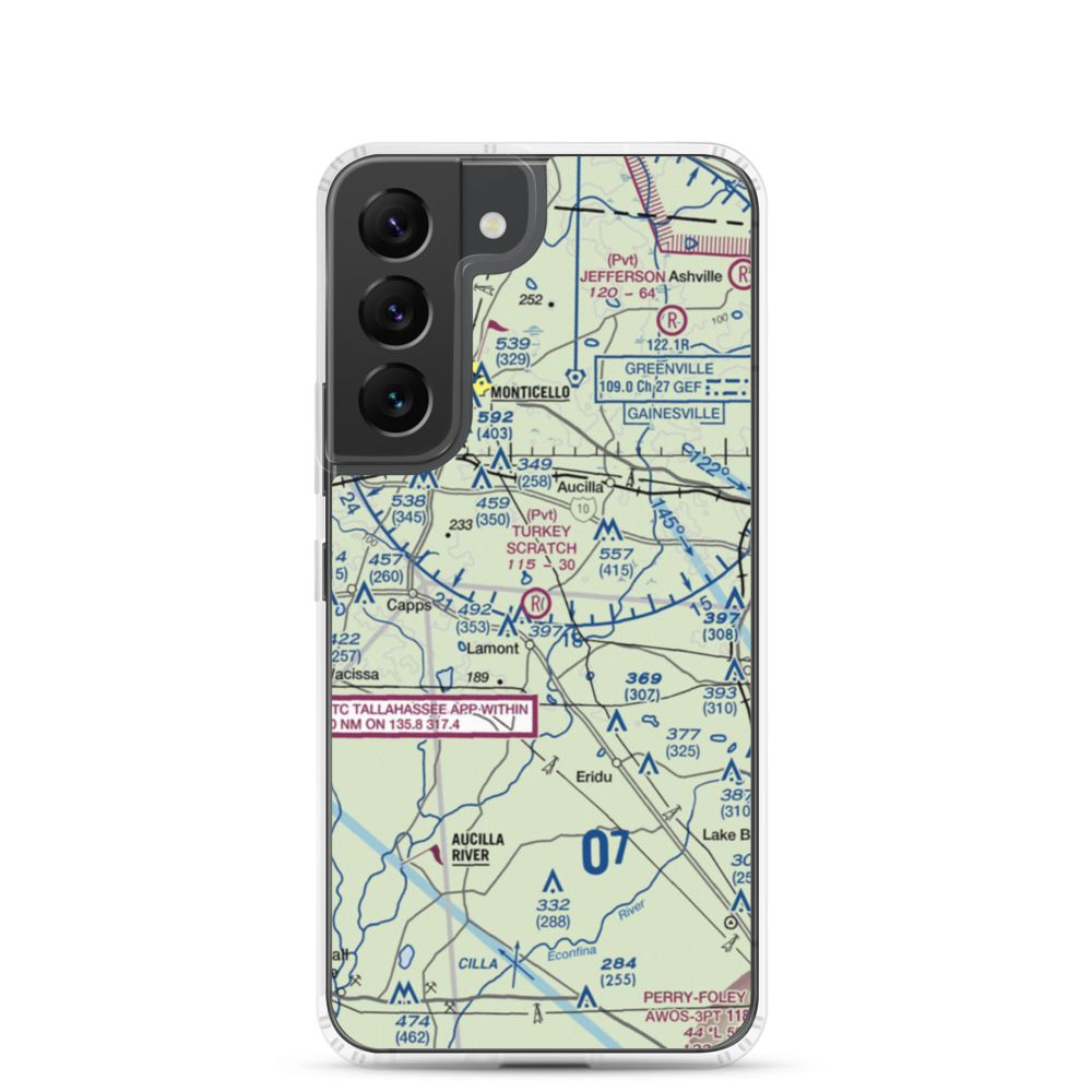 Turkey Scratch Plantation Airport (4FL0) VFR Sectional Samsung Case Samsung Galaxy S22 model shown