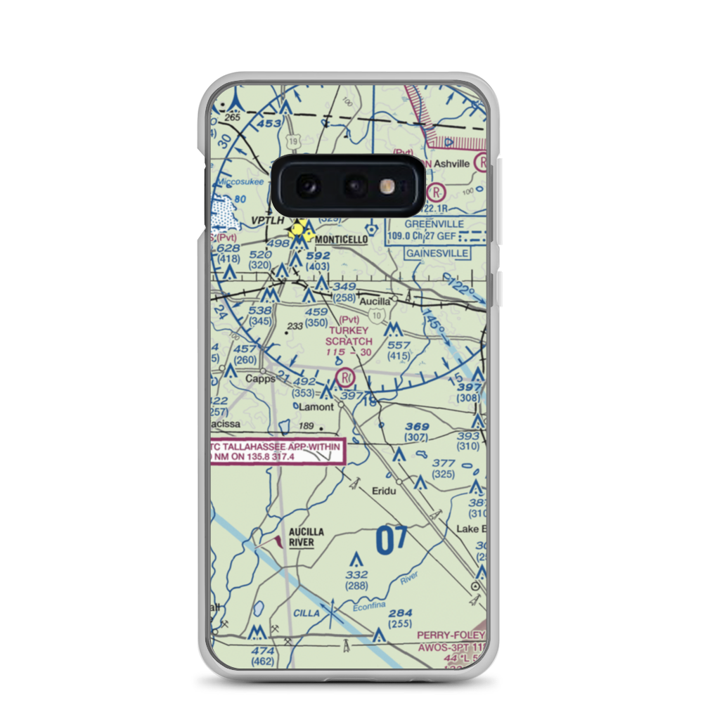 Turkey Scratch Plantation Airport (4FL0) VFR Sectional Samsung Case Samsung Galaxy S10e model shown