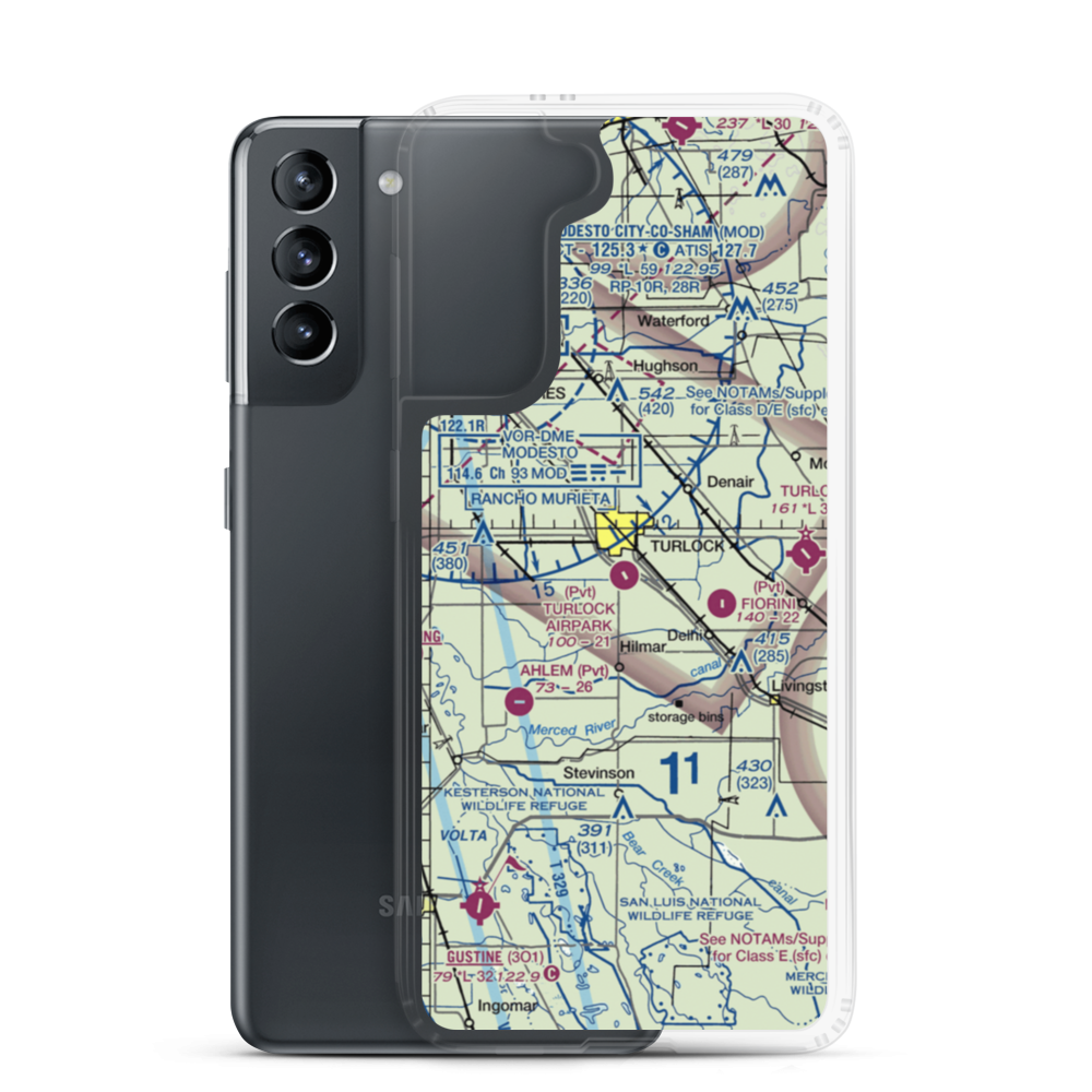 Turlock Airpark (9CL0) VFR Sectional Samsung Case Samsung Galaxy S21 model shown