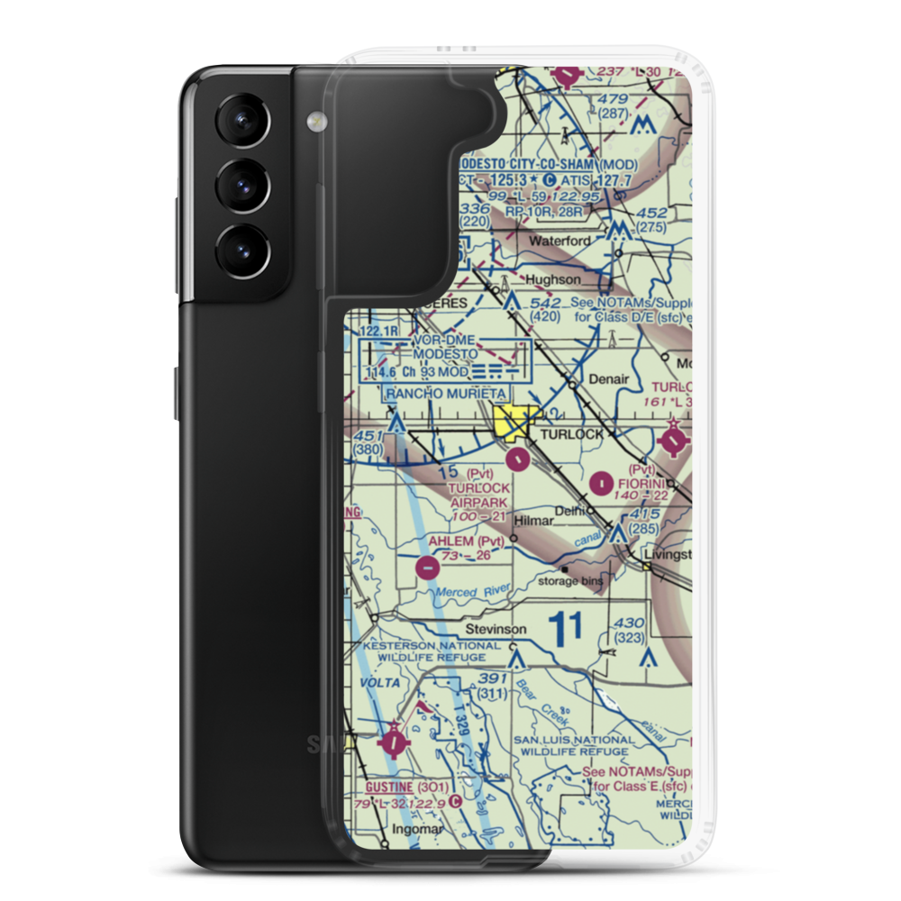 Turlock Airpark (9CL0) VFR Sectional Samsung Case Samsung Galaxy S21 Plus model shown