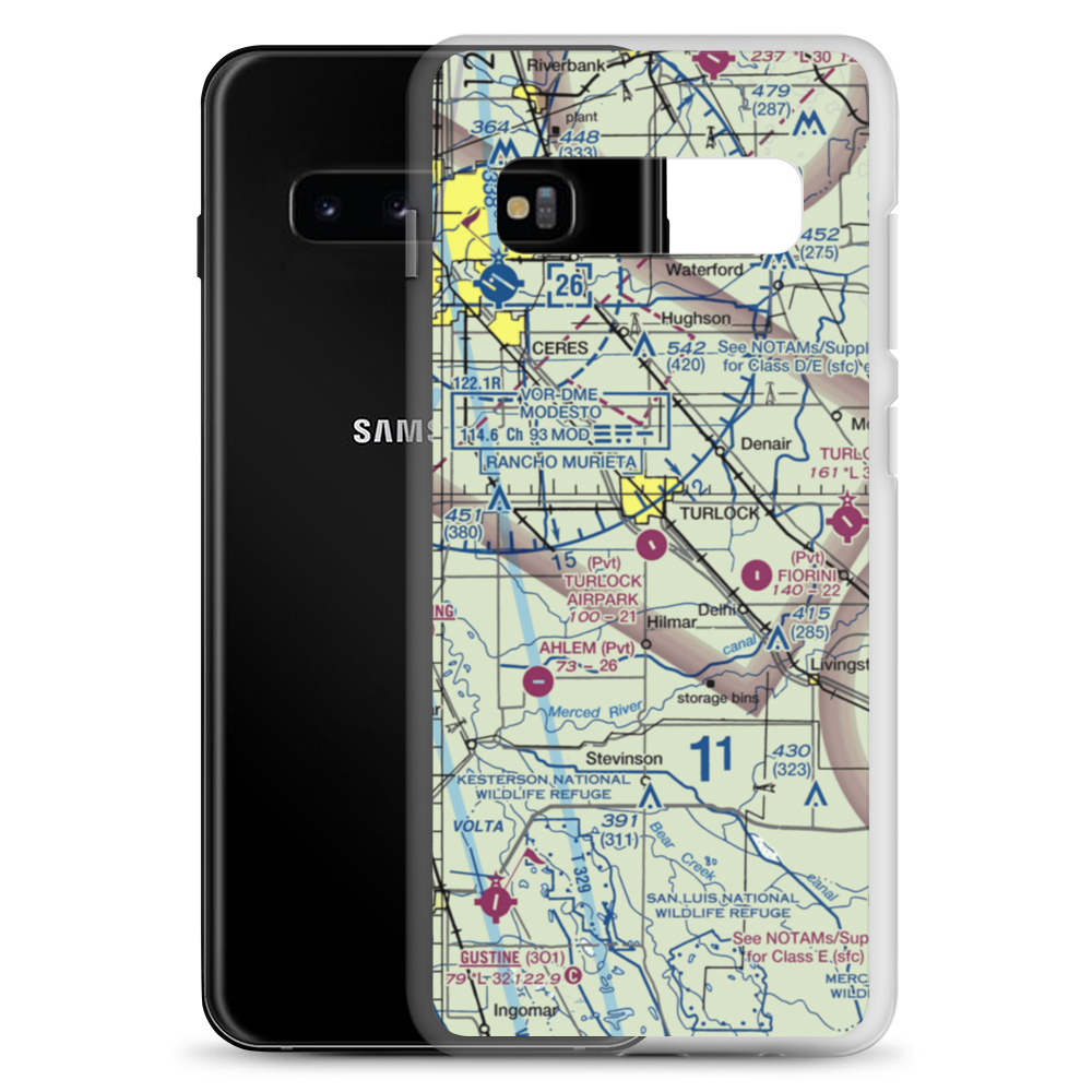 Turlock Airpark (9CL0) VFR Sectional Samsung Case Samsung Galaxy S10+ model shown