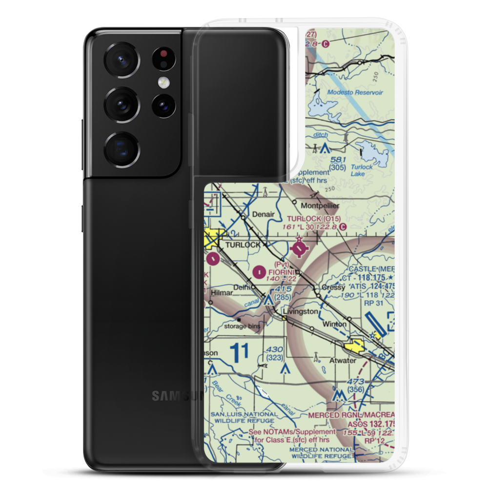 Turlock Municipal Airport (O15) VFR Sectional Samsung Case Samsung Galaxy S21 Ultra model shown