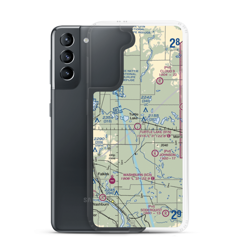 Turtle Lake Municipal Airport (91N) VFR Sectional Samsung Case Samsung Galaxy S21 model shown