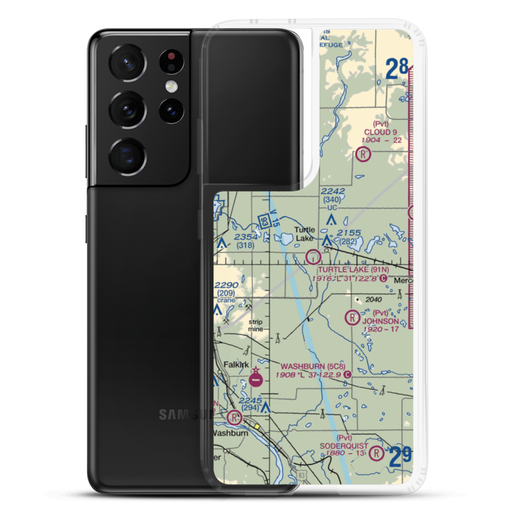 Turtle Lake Municipal Airport (91N) VFR Sectional Samsung Case Samsung Galaxy S21 Ultra model shown