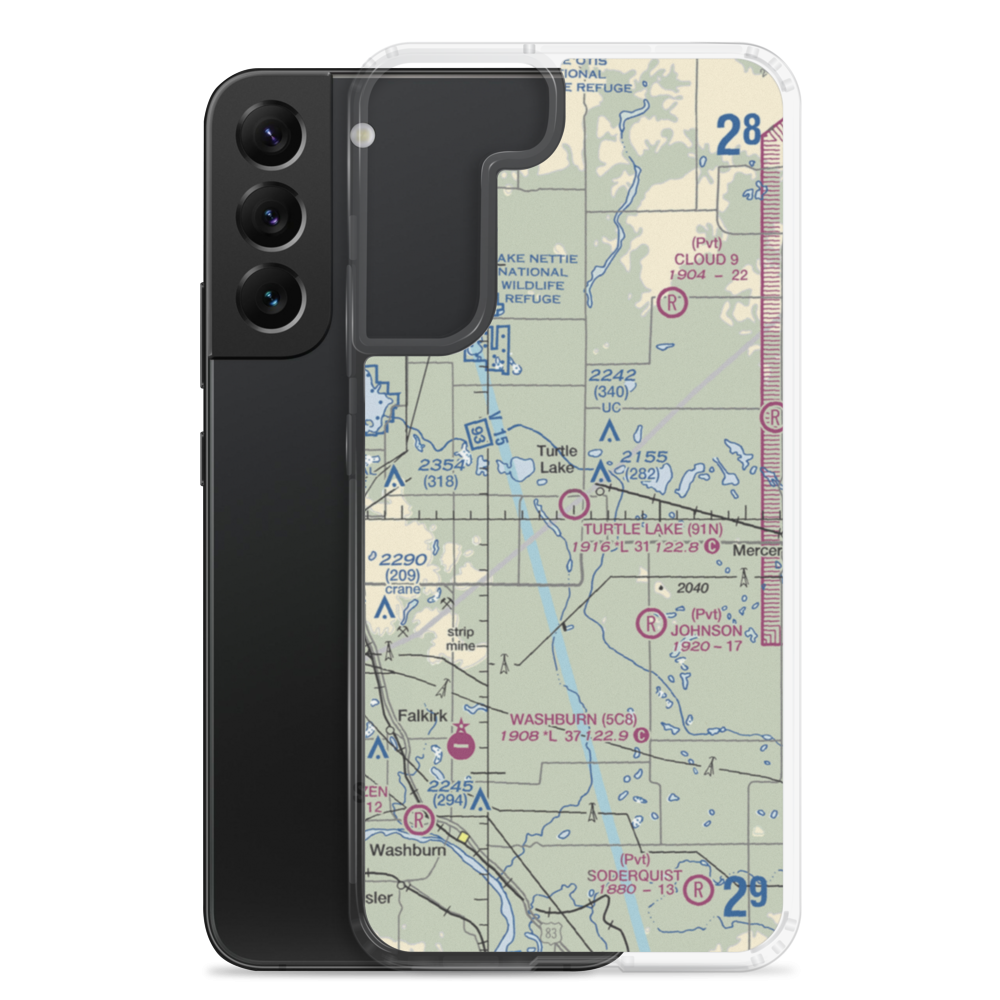 Turtle Lake Municipal Airport (91N) VFR Sectional Samsung Case Samsung Galaxy S22 Plus model shown