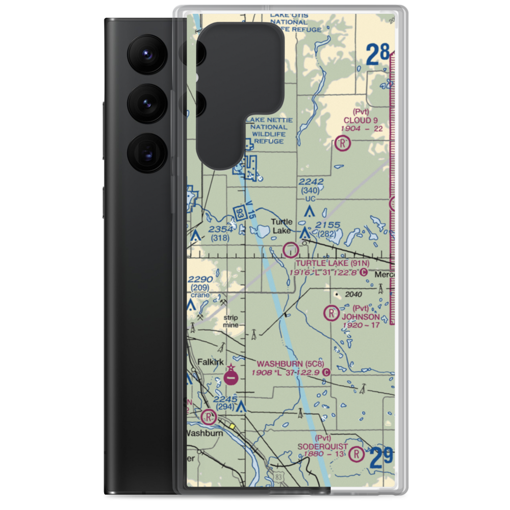 Turtle Lake Municipal Airport (91N) VFR Sectional Samsung Case Samsung Galaxy S22 Ultra model shown