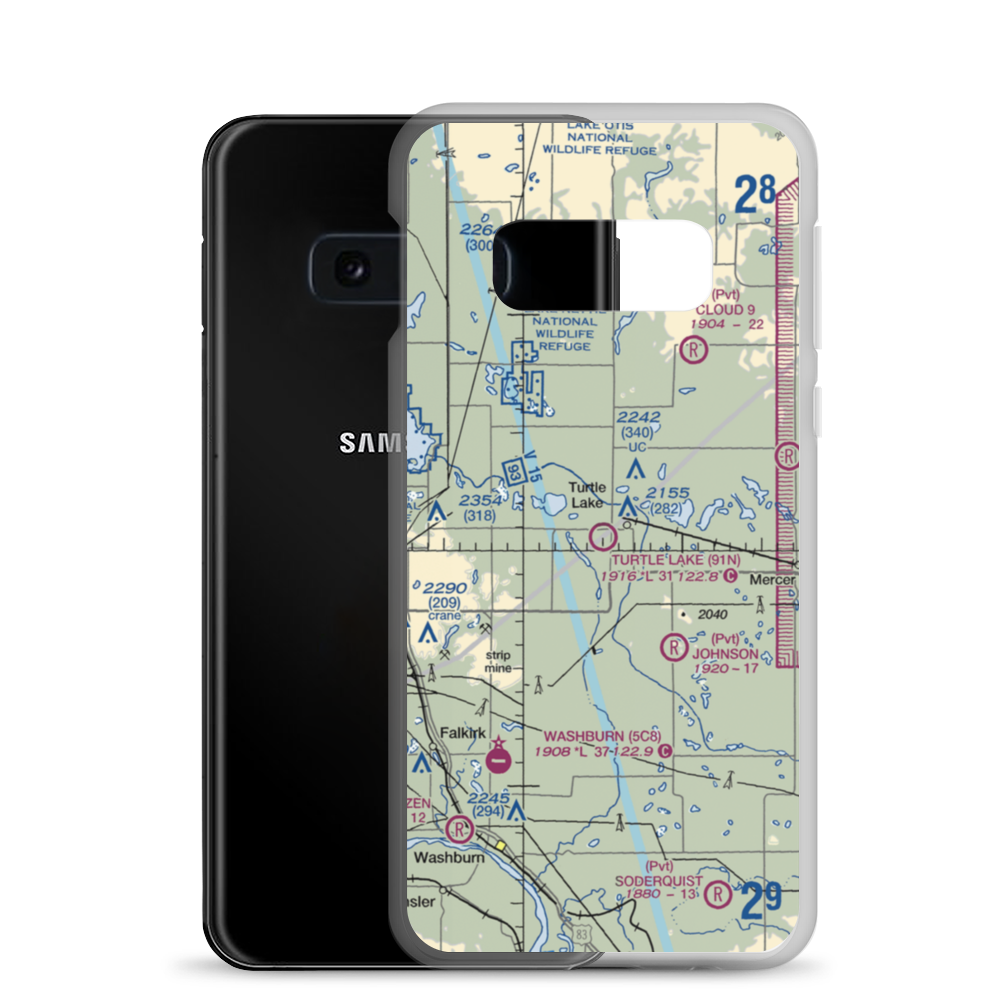 Turtle Lake Municipal Airport (91N) VFR Sectional Samsung Case Samsung Galaxy S10e model shown