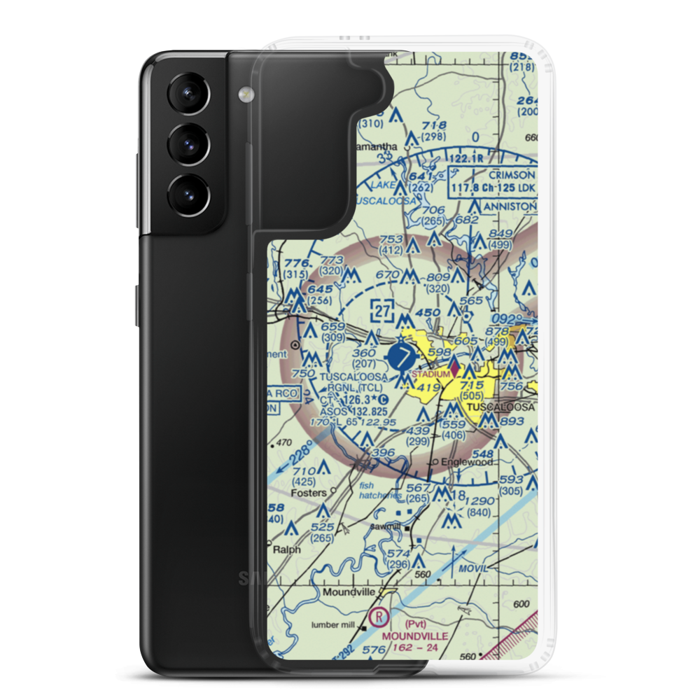 Tuscaloosa Regional Airport (TCL) VFR Sectional Samsung Case Samsung Galaxy S21 Plus model shown