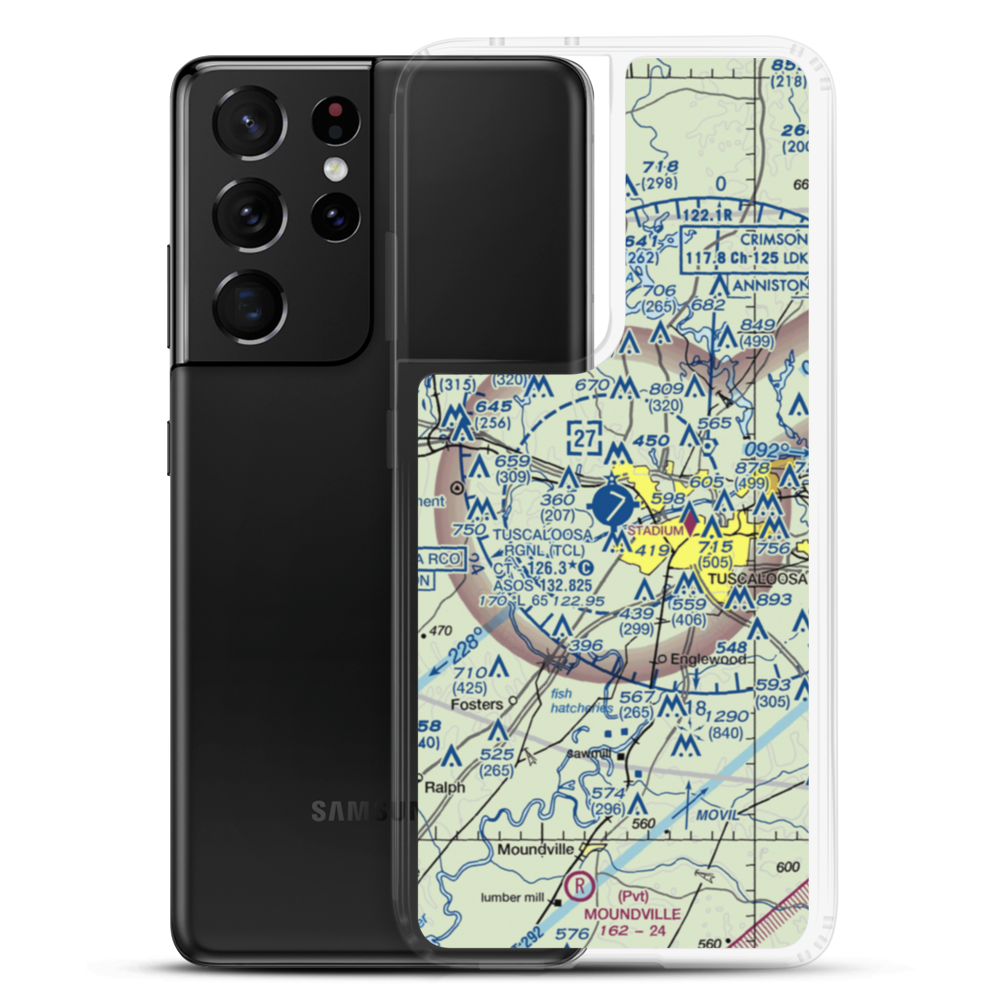 Tuscaloosa Regional Airport (TCL) VFR Sectional Samsung Case Samsung Galaxy S21 Ultra model shown