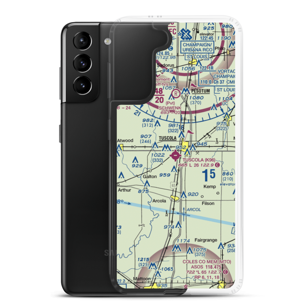 Tuscola Airport (K96) VFR Sectional Samsung Case Samsung Galaxy S21 Plus model shown