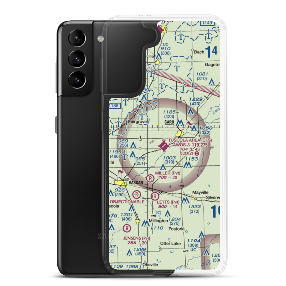 Tuscola Area Airport (CFS) VFR Sectional Samsung Case Samsung Galaxy S21 Plus model shown