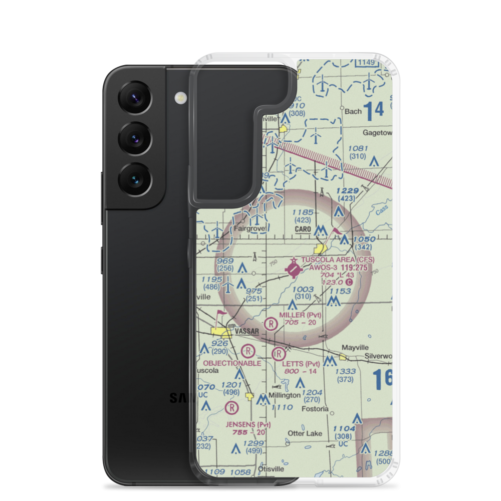 Tuscola Area Airport (CFS) VFR Sectional Samsung Case Samsung Galaxy S22 model shown
