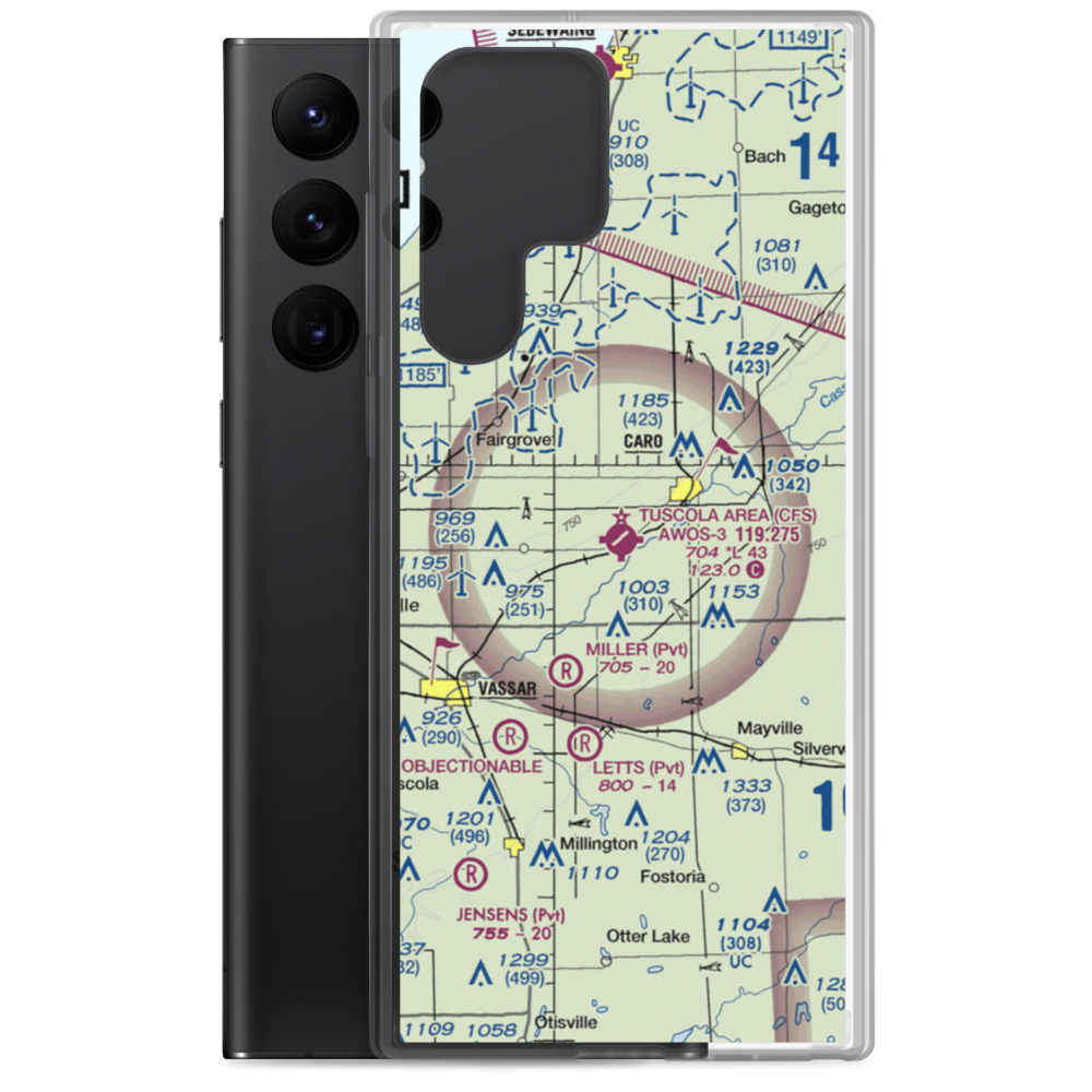 Tuscola Area Airport (CFS) VFR Sectional Samsung Case Samsung Galaxy S22 Ultra model shown