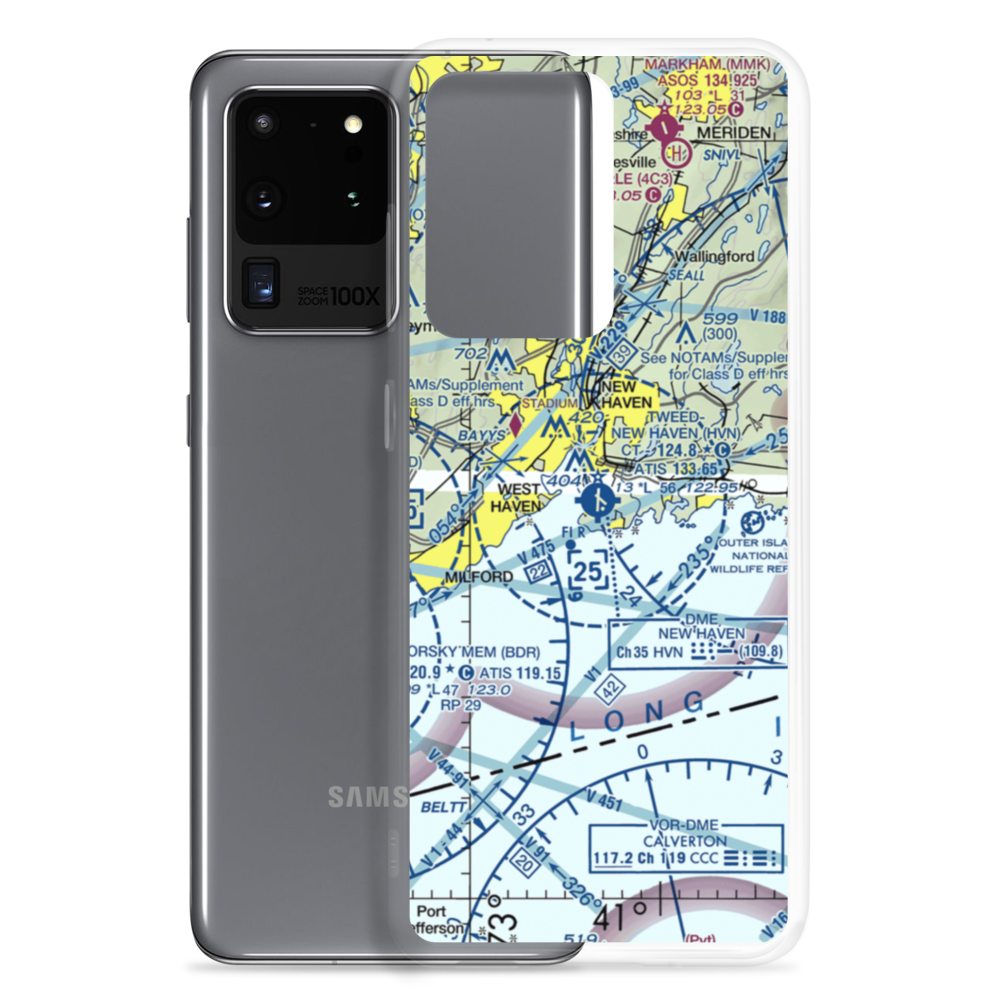 Tweed New Haven Airport (HVN) VFR Sectional Samsung Case Samsung Galaxy S20 Ultra model shown