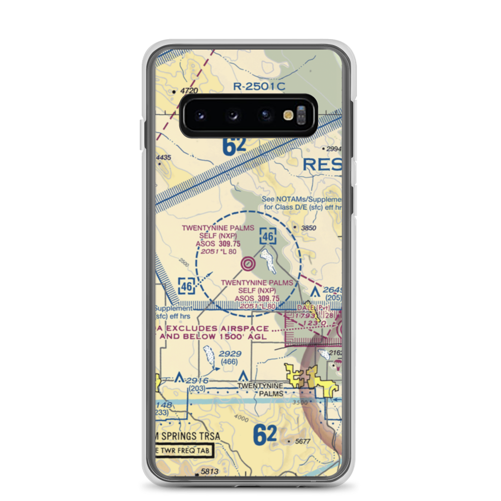 Twentynine Palms (Self) Airport (NXP) VFR Sectional Samsung Case Samsung Galaxy S10 model shown