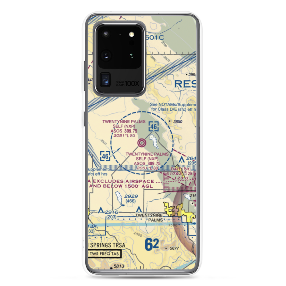 Twentynine Palms (Self) Airport (NXP) VFR Sectional Samsung Case Samsung Galaxy S20 Ultra model shown