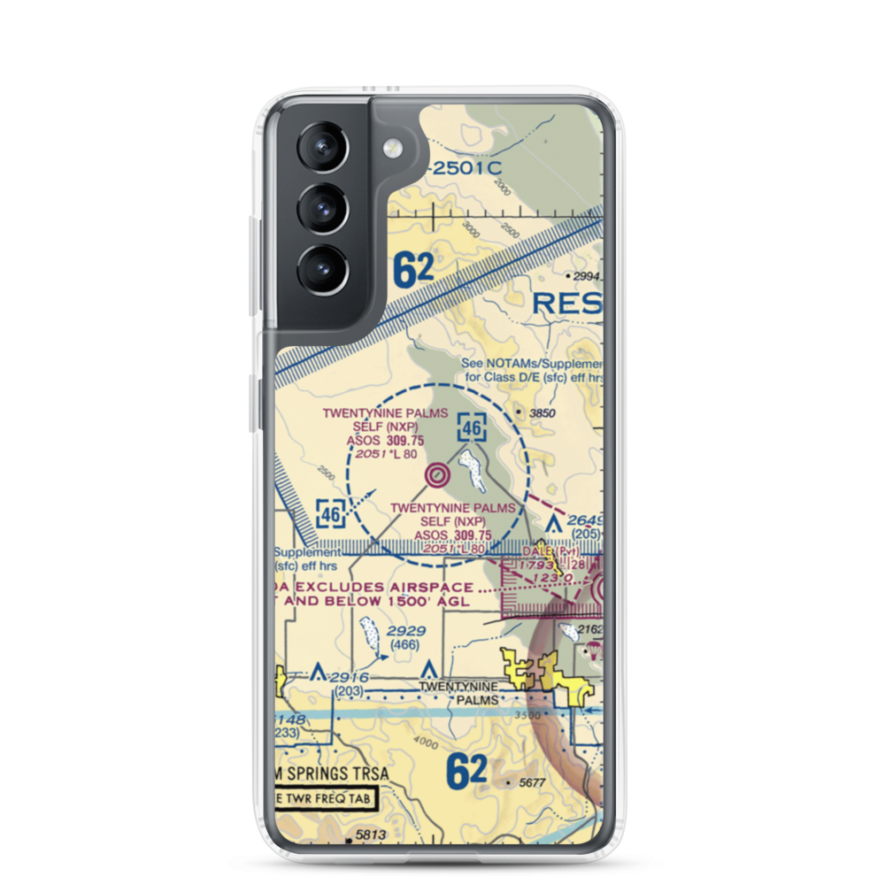 Twentynine Palms (Self) Airport (NXP) VFR Sectional Samsung Case Samsung Galaxy S21 model shown