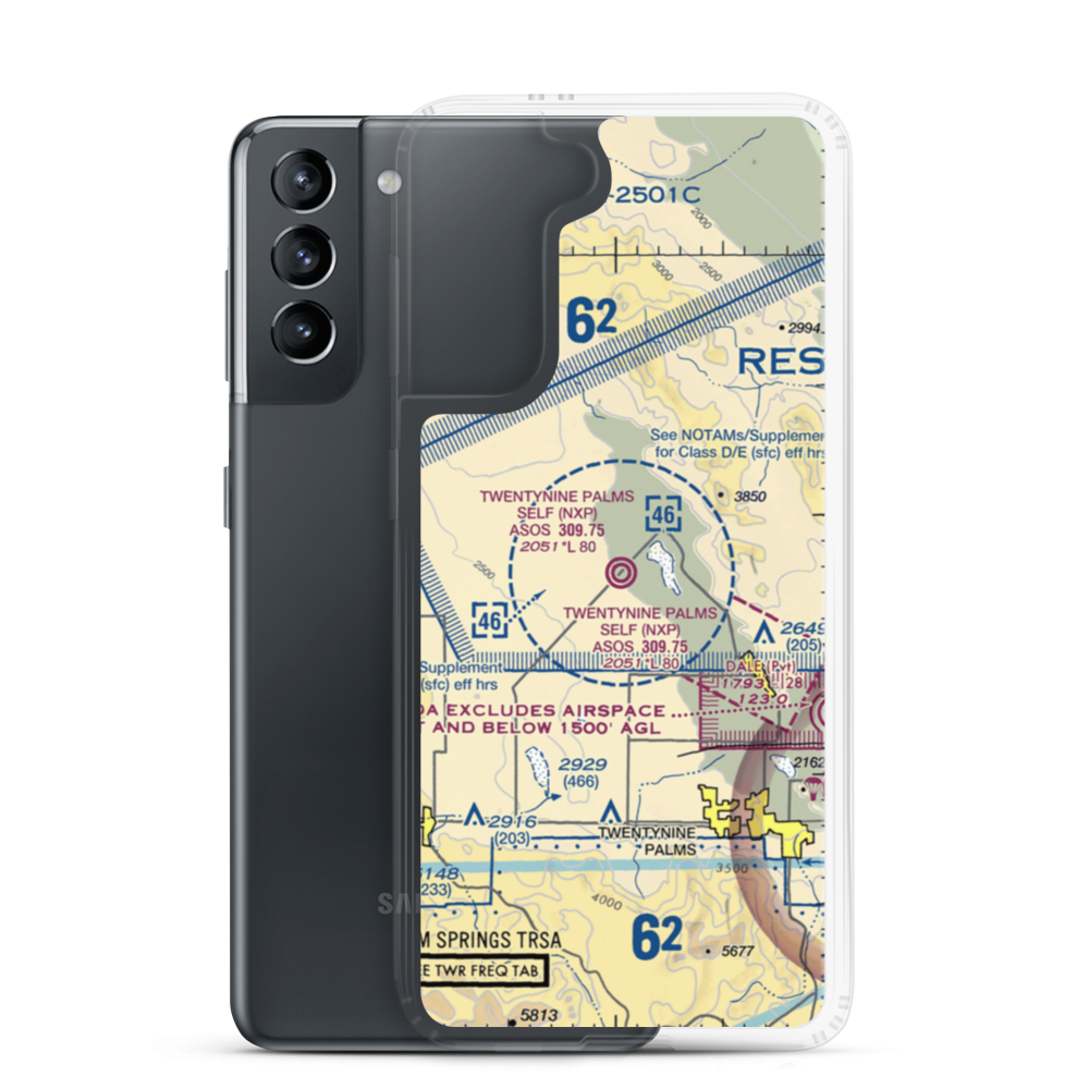 Twentynine Palms (Self) Airport (NXP) VFR Sectional Samsung Case Samsung Galaxy S21 model shown