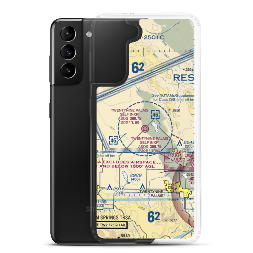 Twentynine Palms (Self) Airport (NXP) VFR Sectional Samsung Case Samsung Galaxy S21 Plus model shown