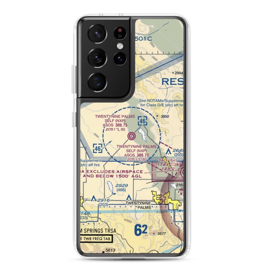 Twentynine Palms (Self) Airport (NXP) VFR Sectional Samsung Case Samsung Galaxy S21 Ultra model shown