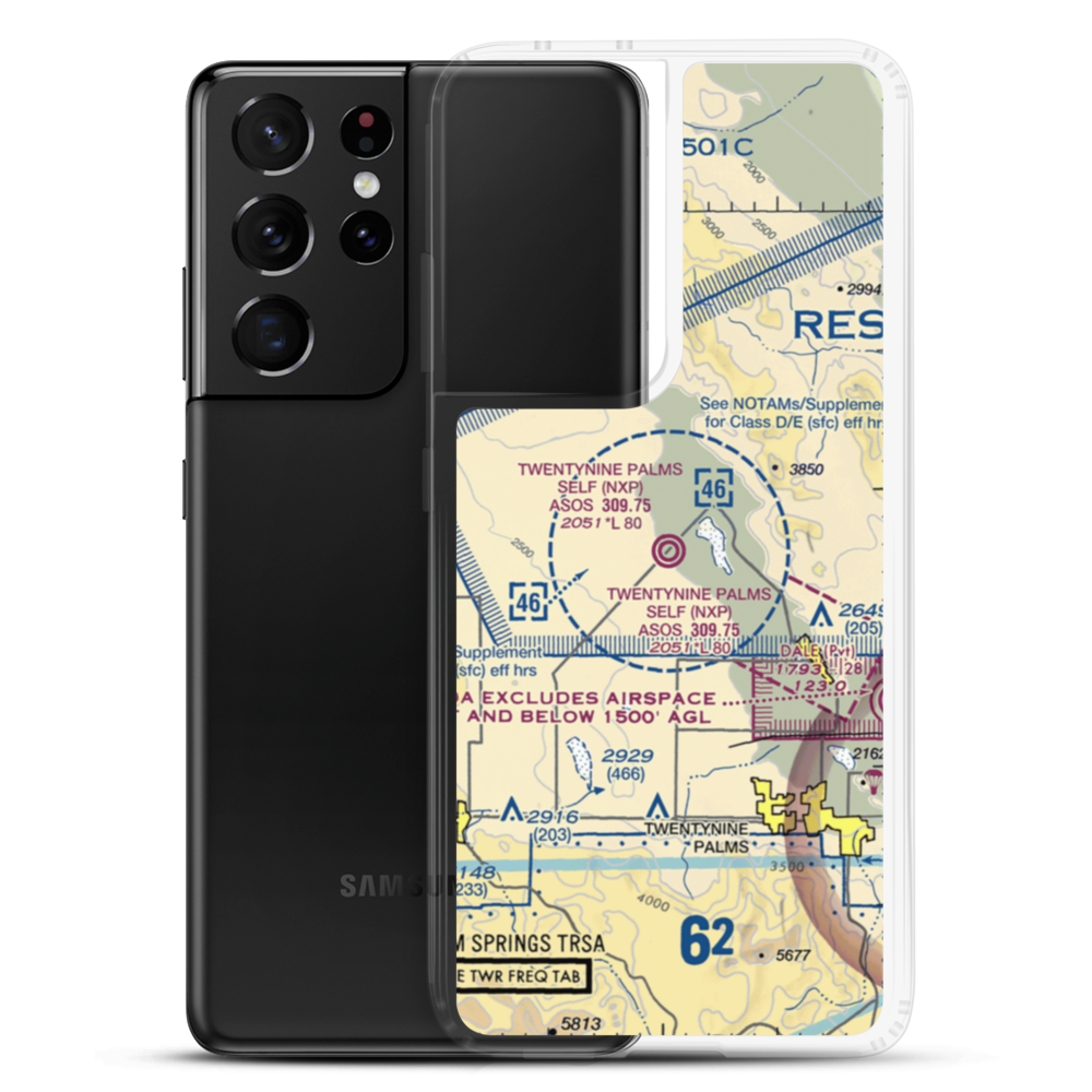 Twentynine Palms (Self) Airport (NXP) VFR Sectional Samsung Case Samsung Galaxy S21 Ultra model shown