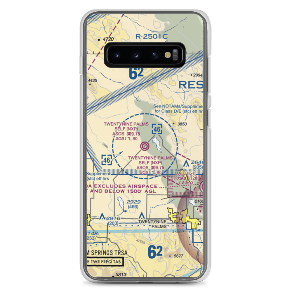 Twentynine Palms (Self) Airport (NXP) VFR Sectional Samsung Case Samsung Galaxy S10+ model shown