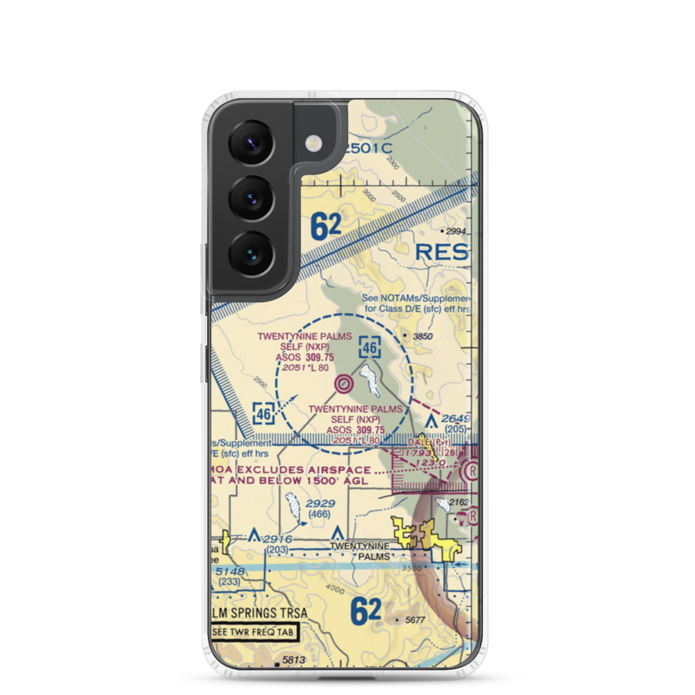 Twentynine Palms (Self) Airport (NXP) VFR Sectional Samsung Case Samsung Galaxy S22 model shown