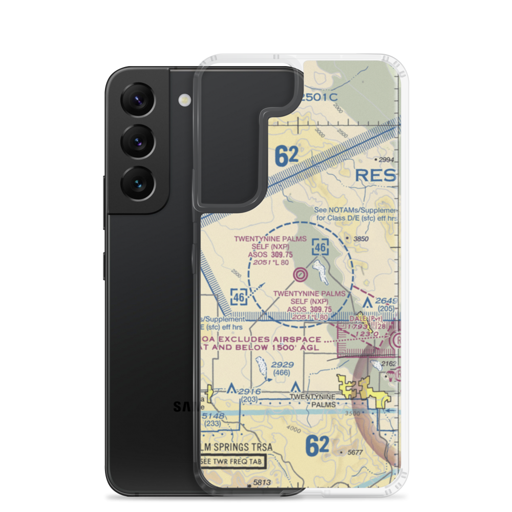 Twentynine Palms (Self) Airport (NXP) VFR Sectional Samsung Case Samsung Galaxy S22 model shown
