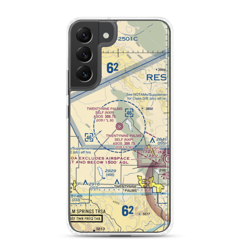 Twentynine Palms (Self) Airport (NXP) VFR Sectional Samsung Case Samsung Galaxy S22 Plus model shown
