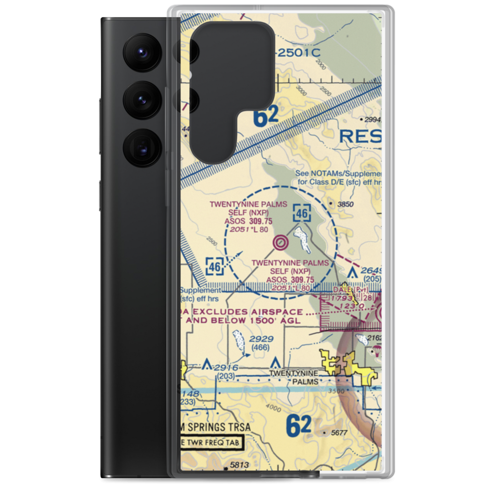 Twentynine Palms (Self) Airport (NXP) VFR Sectional Samsung Case Samsung Galaxy S22 Ultra model shown