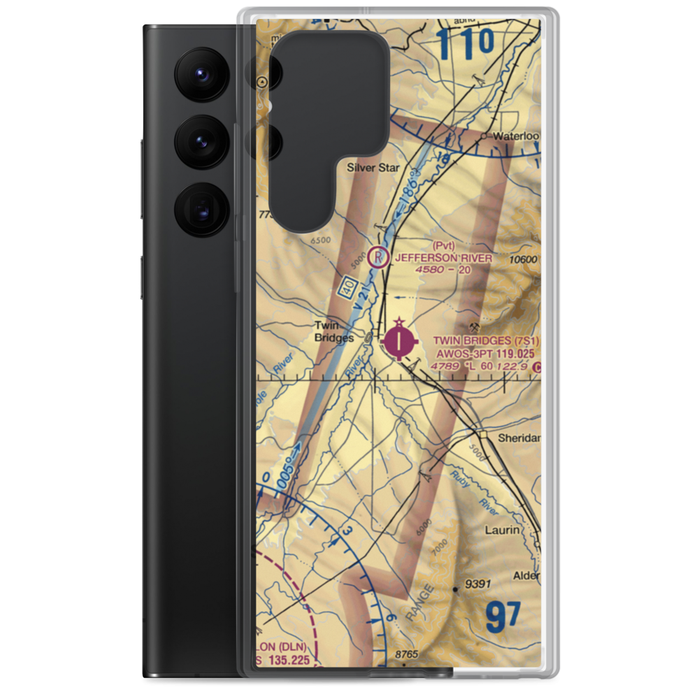 Twin Bridges Airport (7S1) VFR Sectional Samsung Case Samsung Galaxy S22 Ultra model shown