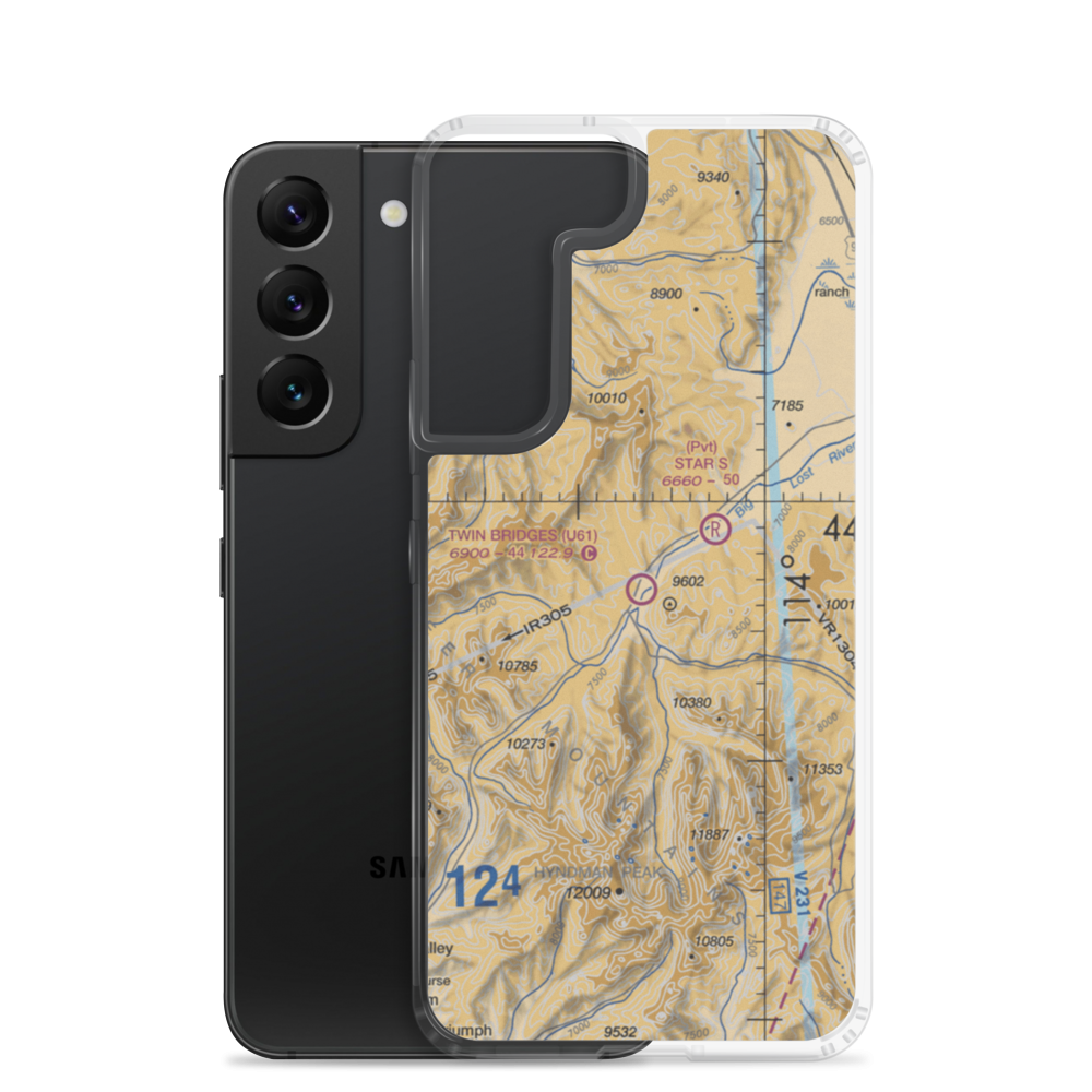 Twin Bridges Airport (U61) VFR Sectional Samsung Case Samsung Galaxy S22 model shown