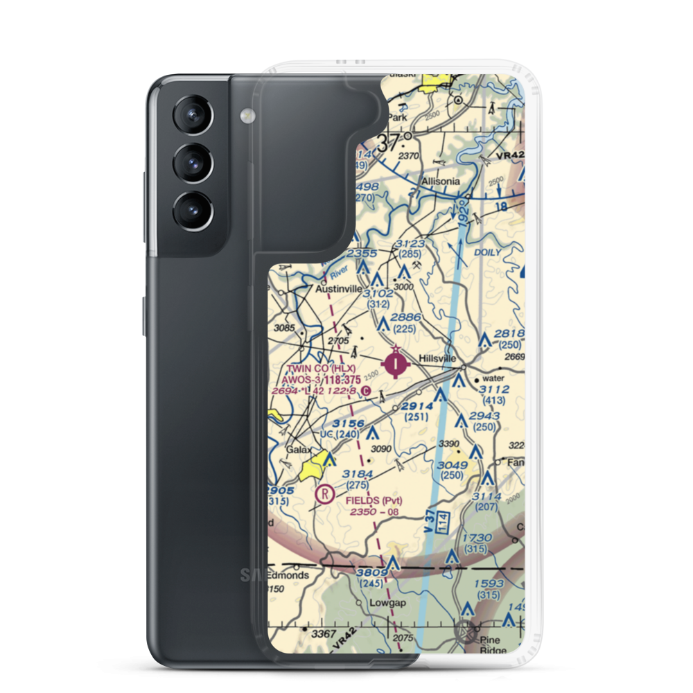 Twin County Airport (HLX) VFR Sectional Samsung Case Samsung Galaxy S21 model shown