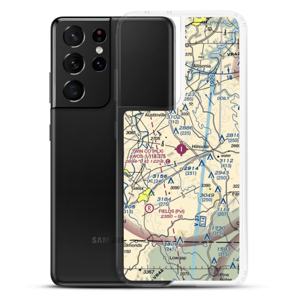 Twin County Airport (HLX) VFR Sectional Samsung Case Samsung Galaxy S21 Ultra model shown