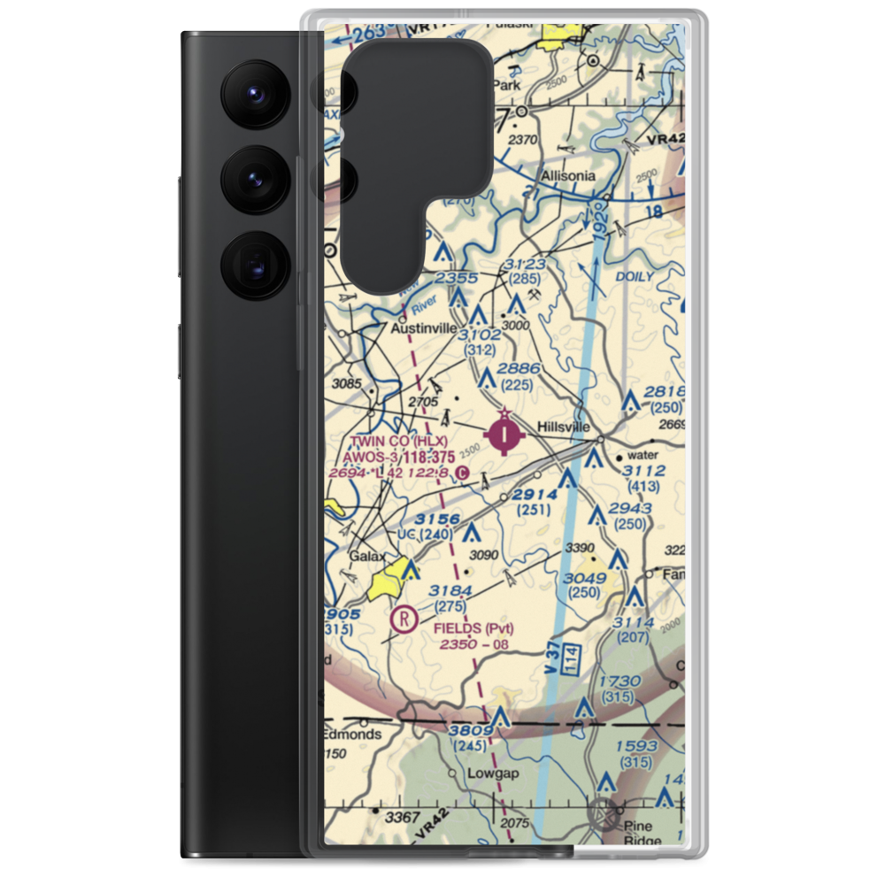 Twin County Airport (HLX) VFR Sectional Samsung Case Samsung Galaxy S22 Ultra model shown