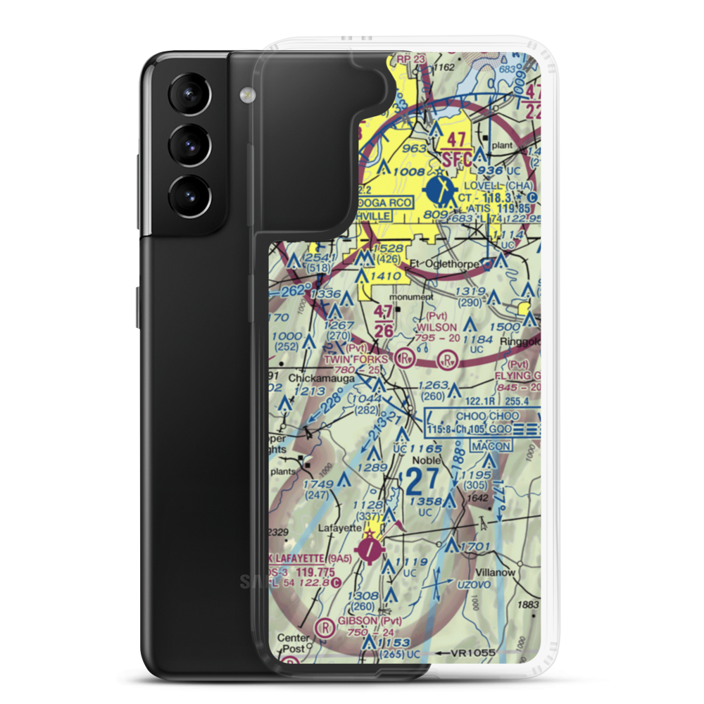 Twin Forks Airport (GA77) VFR Sectional Samsung Case Samsung Galaxy S21 Plus model shown