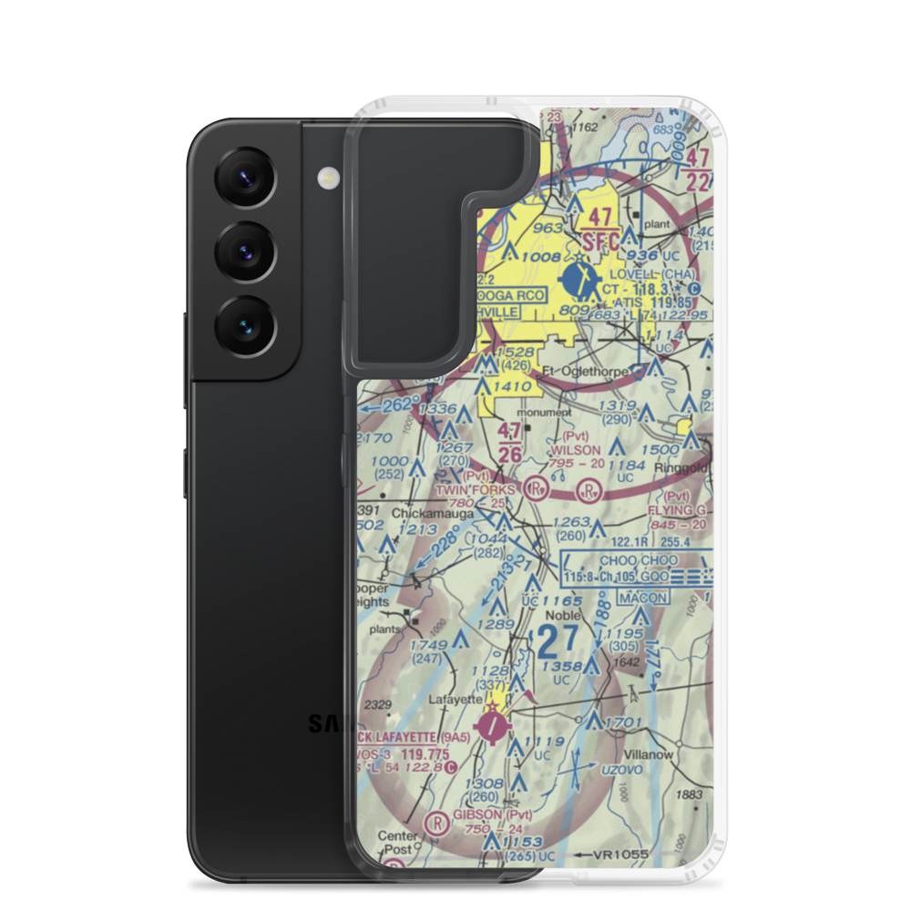 Twin Forks Airport (GA77) VFR Sectional Samsung Case Samsung Galaxy S22 model shown