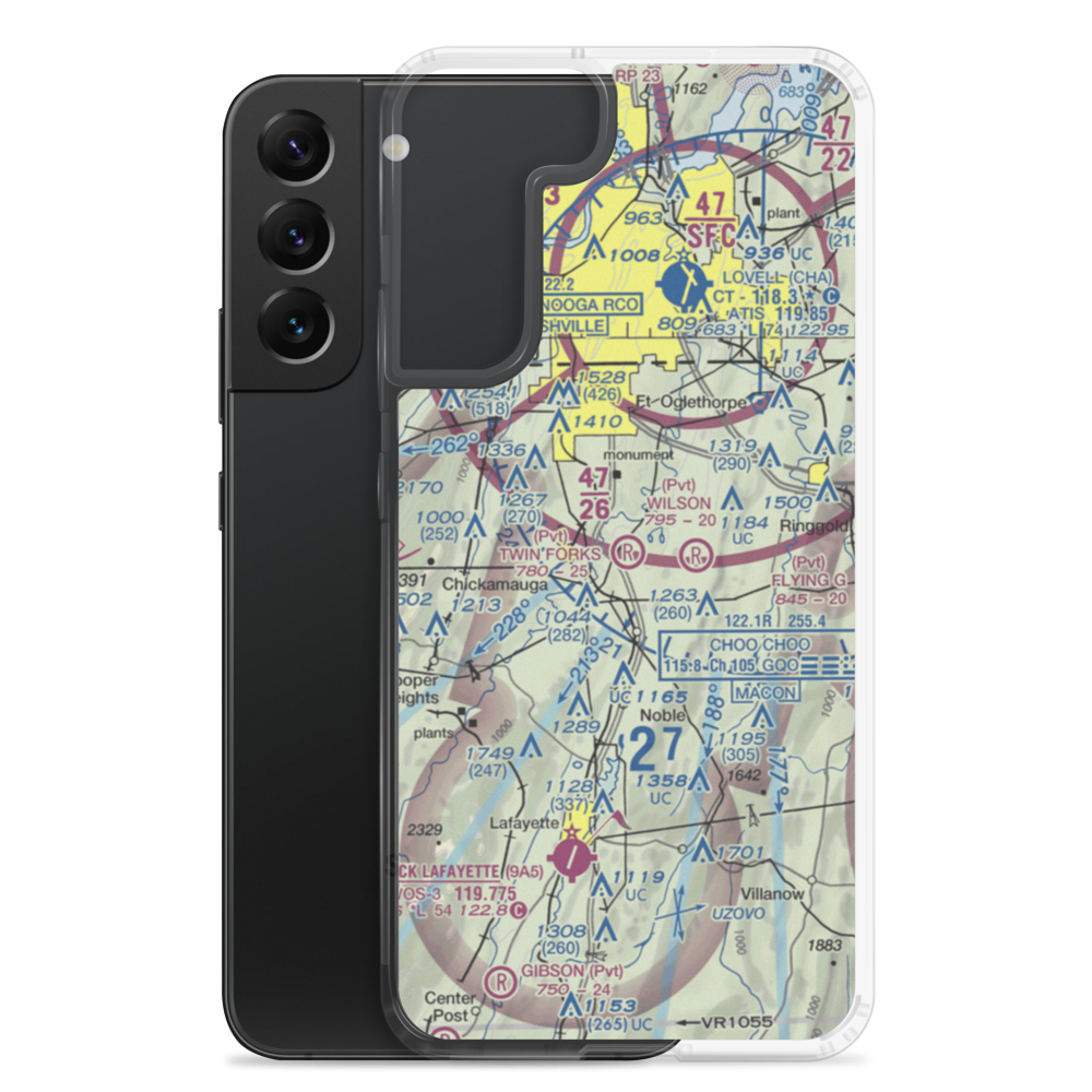Twin Forks Airport (GA77) VFR Sectional Samsung Case Samsung Galaxy S22 Plus model shown