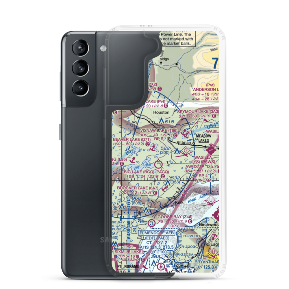 Twin Lake Airport (AK95) VFR Sectional Samsung Case Samsung Galaxy S21 model shown
