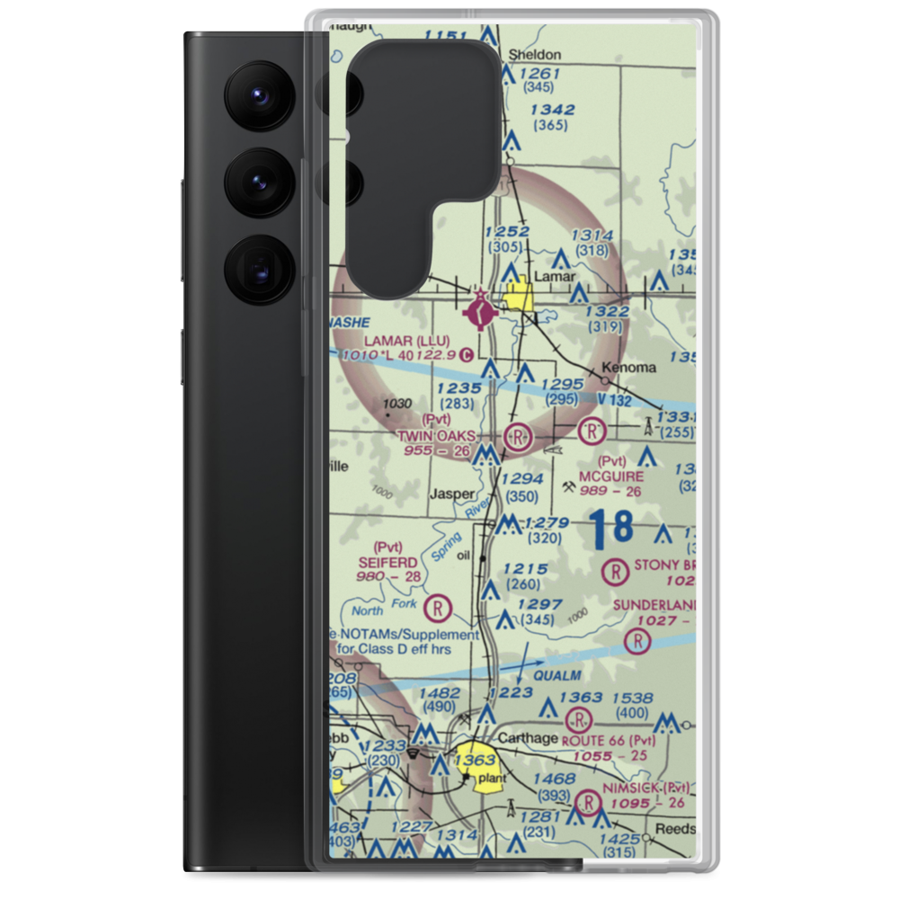 Twin Oaks Airport (08MO) VFR Sectional Samsung Case Samsung Galaxy S22 Ultra model shown