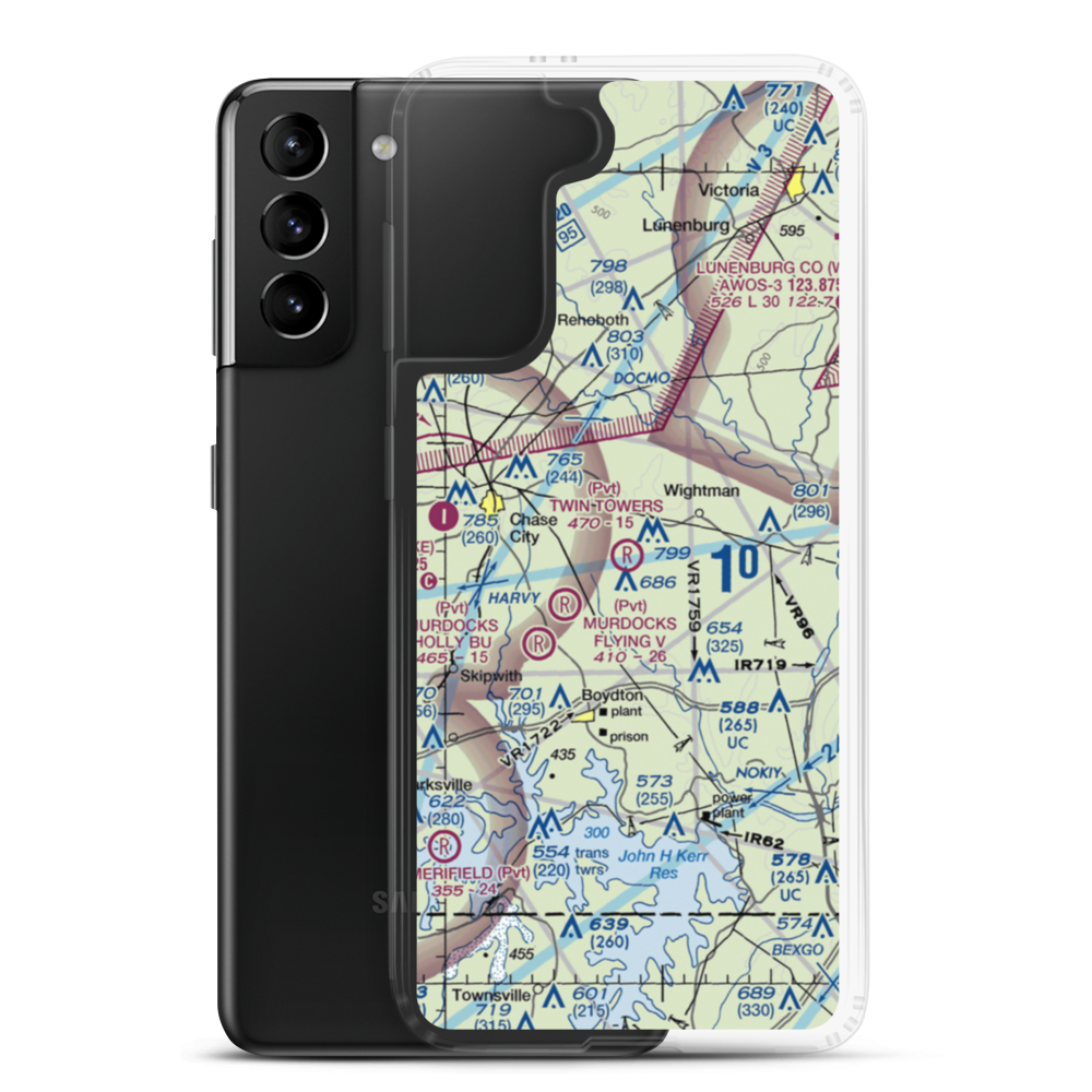 Twin Towers Airport (VA25) VFR Sectional Samsung Case Samsung Galaxy S21 Plus model shown