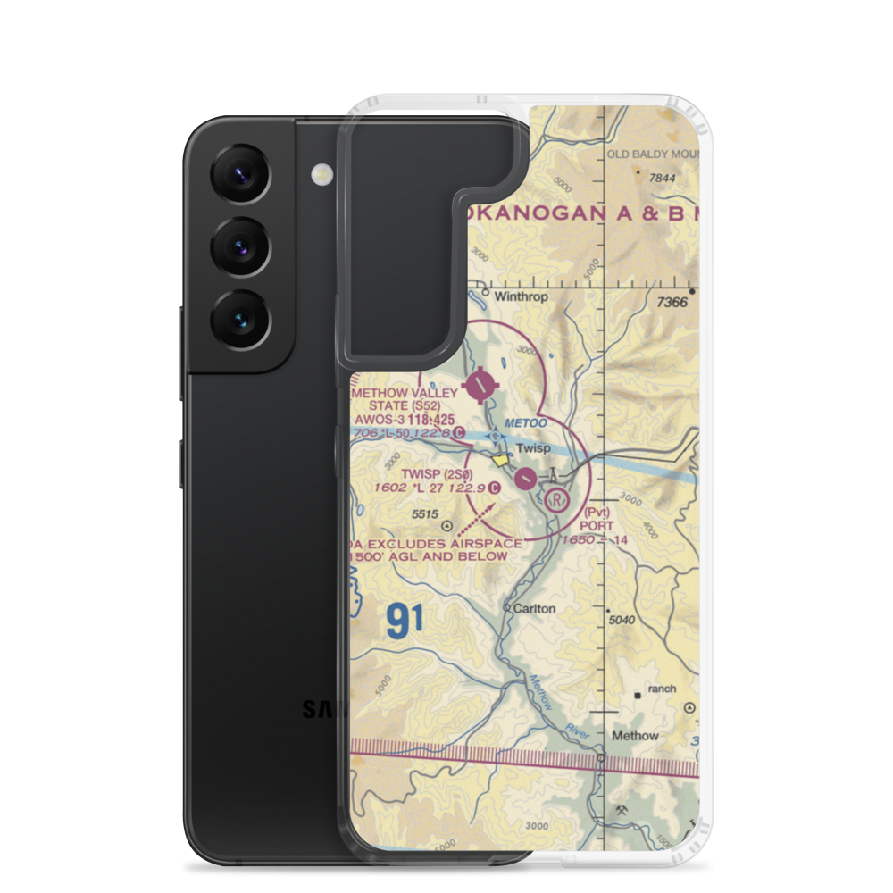 Twisp Municipal Airport (2S0) VFR Sectional Samsung Case Samsung Galaxy S22 model shown