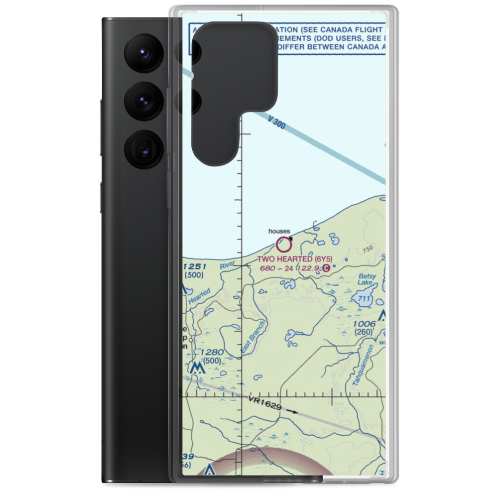Two Hearted Airstrip (6Y5) VFR Sectional Samsung Case Samsung Galaxy S22 Ultra model shown