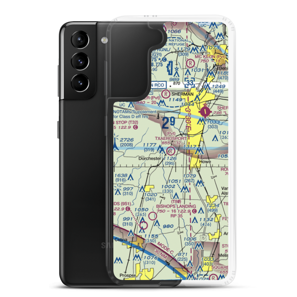 TxAeroSport Aerodrome (6TS3) VFR Sectional Samsung Case Samsung Galaxy S21 Plus model shown